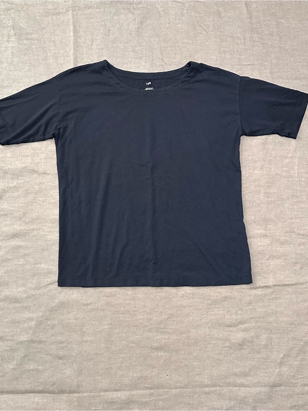 J. Jill Luxe Supima Navy Elbow-Sleeve Scoop Neck Tee